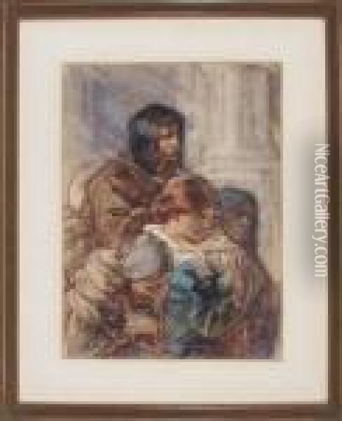 Vier Personen Mit Kleinkind Beim Gebet In Der Kirche Oil Painting - Guido Bach