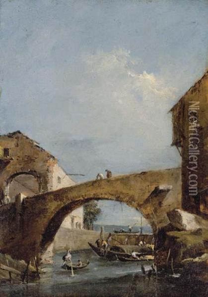 The Porta Del Dolo Oil Painting - Francesco Guardi