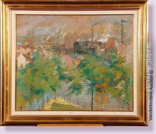 Vallee Industrielle A Liege Oil Painting - Henri Louis-Ph. Leroux