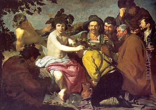The Drunkards Oil Painting - Diego Rodriguez de Silva y Velazquez