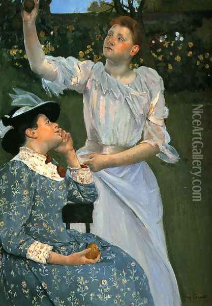Young Women Picking Fruit Oil Painting - Mary Cassatt