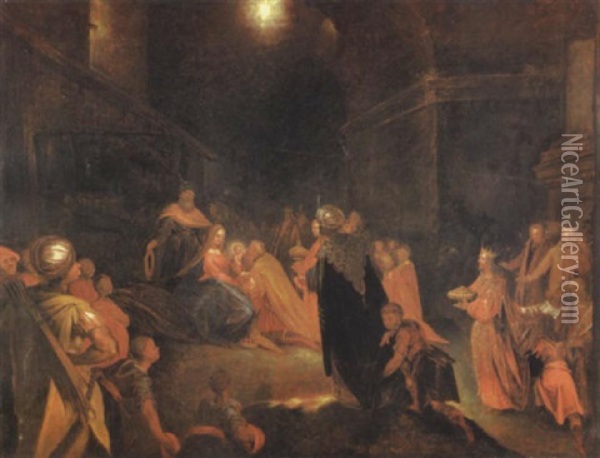 Anbetung Der Heiligen Drei Konige Oil Painting - Aert De Gelder