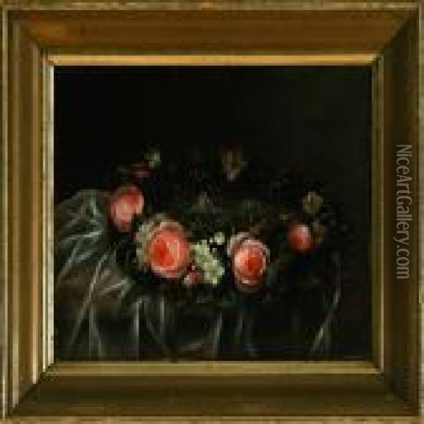 A Bridal Wreath With Roses And Myrtles Oil Painting - I.L. Jensen