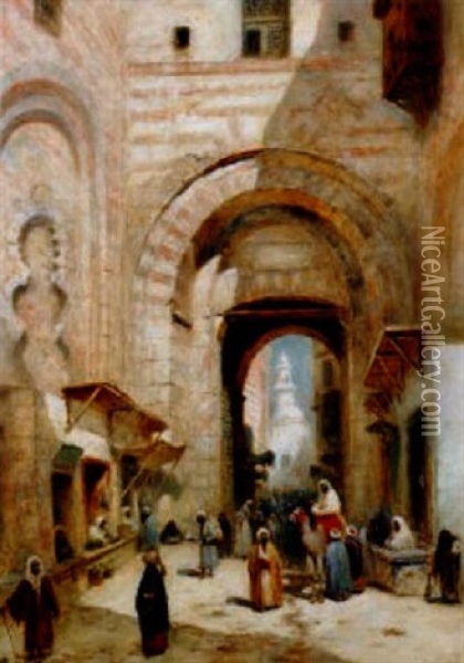 Portal I Kairo Oil Painting - Frans Wilhelm Odelmark