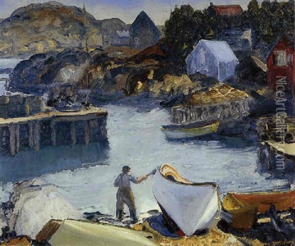 Cleaning His Lobster Boat Oil Painting - George Bellows