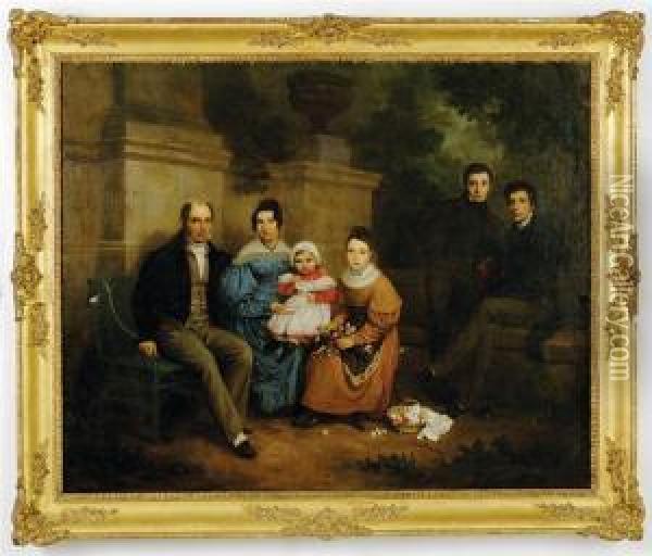 Family Portrait Oil Painting - Johann Gottlieb Prestel