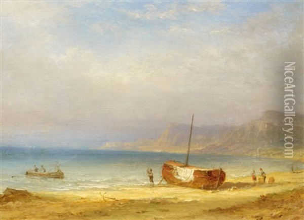 Fischerboote An Der Kuste Auf Capri (?) Oil Painting - Carl Morgenstern