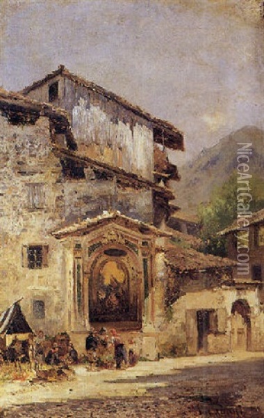 Paese Nelle Valli Bergamasche Oil Painting - Stefano Donadoni