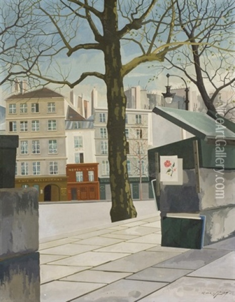 A Boulevard In Paris Oil Painting - Ratislaw Rakoff
