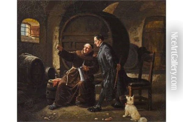 Im Weinkeller Oil Painting - August Kraus