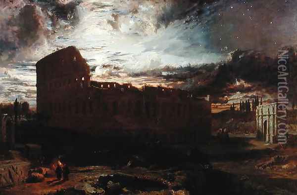 The Colosseum, Rome 1860 Oil Painting - Frederick Lee Bridell
