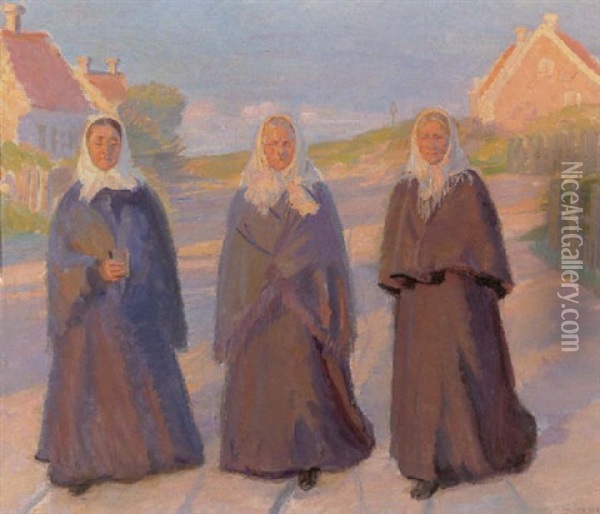 Pa Vej Til Kirke Oil Painting - Anna Kirstine Ancher