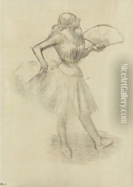 Danseuse A L'eventail 3 Oil Painting - Edgar Degas