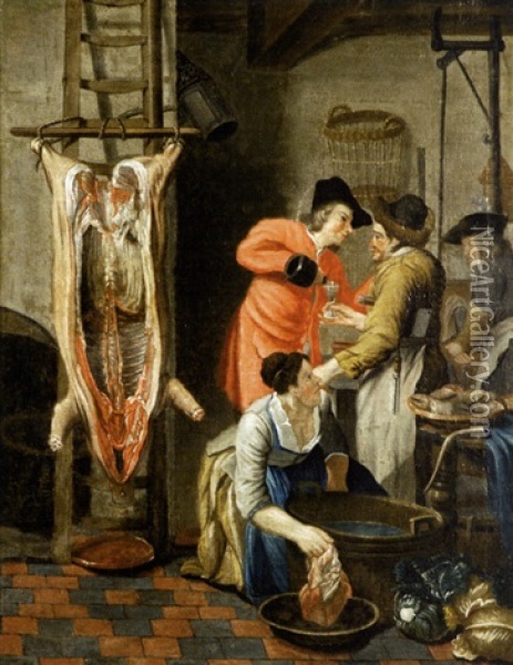 Carcasse De Porc Oil Painting - Jan Josef Horemans the Elder
