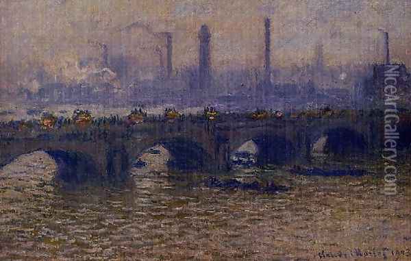 Waterloo Bridge Grey Weather Oil Painting - Claude Oscar Monet