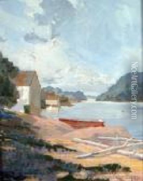 Boatsheds Oil Painting - Ernest William Christmas