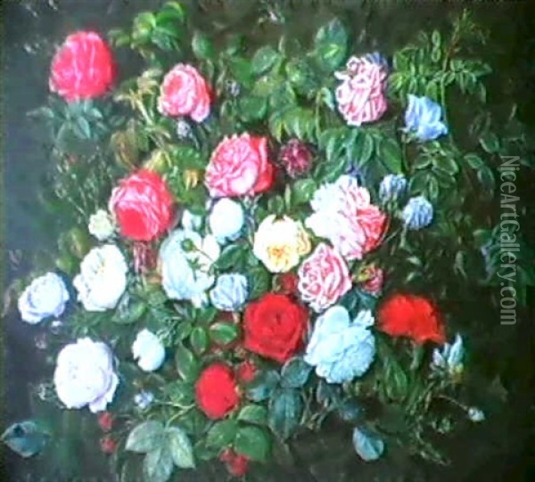 Rosenstilleben Oil Painting - Clara Vilhelmine Petersen