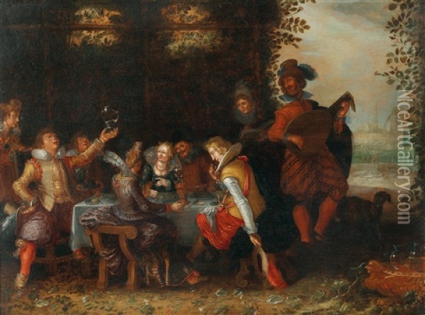 An Elegant Company In A Park Oil Painting - Philip Vinckboons II