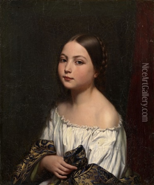 Portrait Of A Girl Oil Painting - Evgraf Reitern