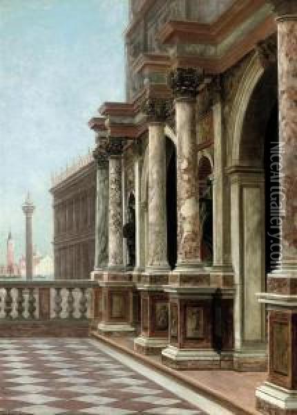 The Dogana Di Mare, Venice Oil Painting - George Von Hoesslin