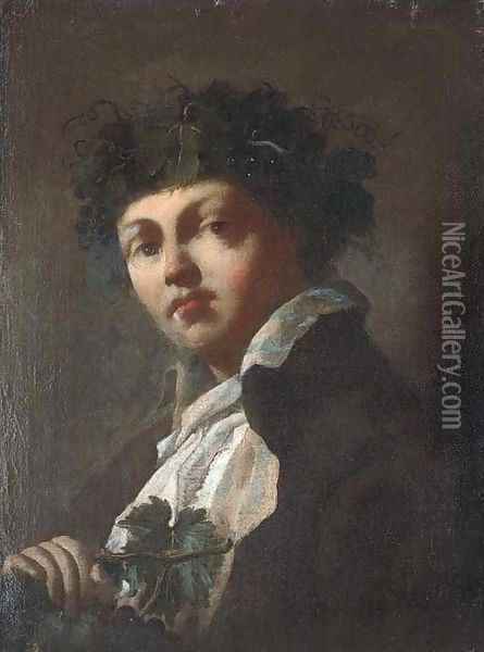 Portrait of a young man as Bacchus Oil Painting - Domenico Maggiotto