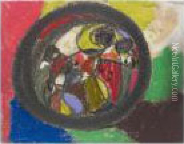 Komposition Mit Breitem Bleistiftkreis (composition With Broad Pencil Circle) Oil Painting - Adolf Hoelzel