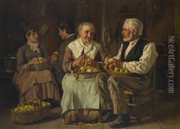 Pa(i)ring Oil Painting - John George Brown