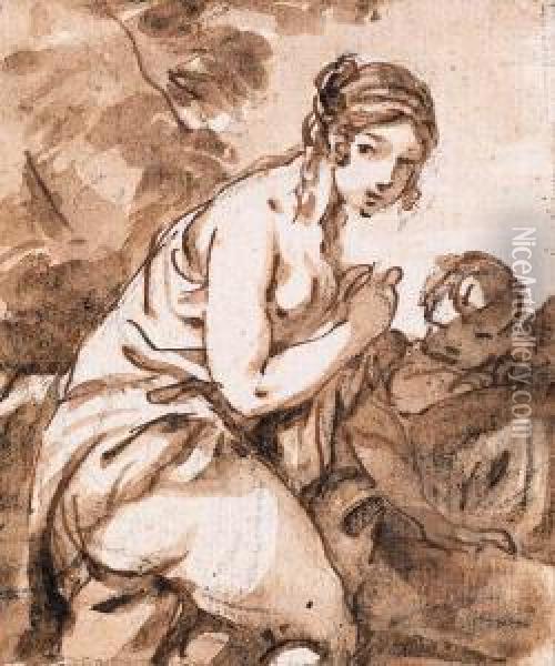 Venus Au Bain Oil Painting - Jean-baptiste Deshays