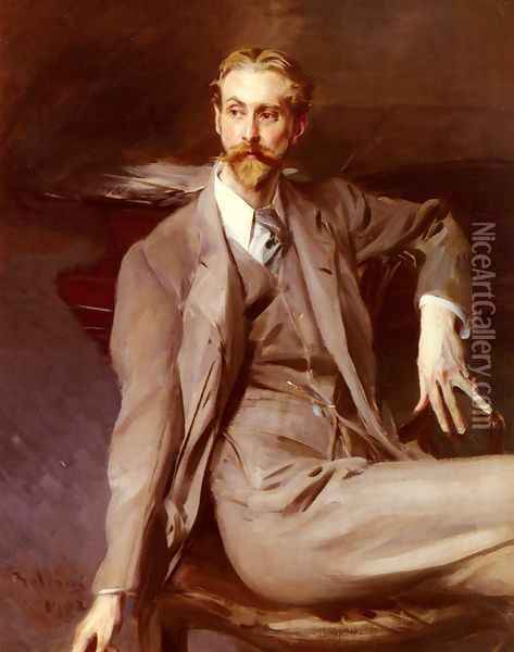 Portrait Of The Artist Lawrence Alexander (Peter) Harrison 1902 Oil Painting - Giovanni Boldini