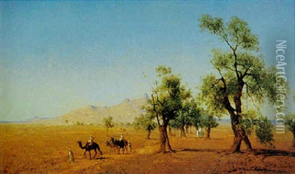 Beduiner Vid Oas Oil Painting - Henrik August Ankarcrona