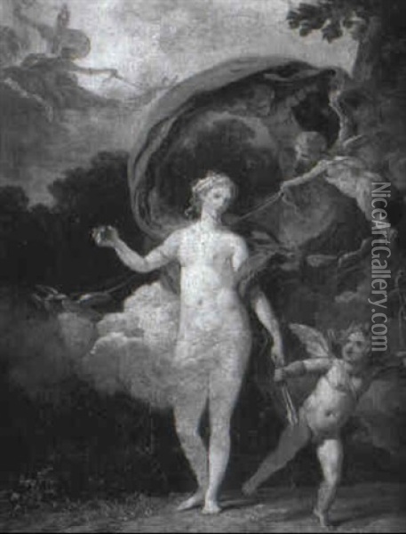 Venus And Cupid Oil Painting - Jacques Philippe Caresme