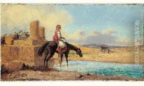 Cavalier Oriental Oil Painting - Ferdinand Bonheur