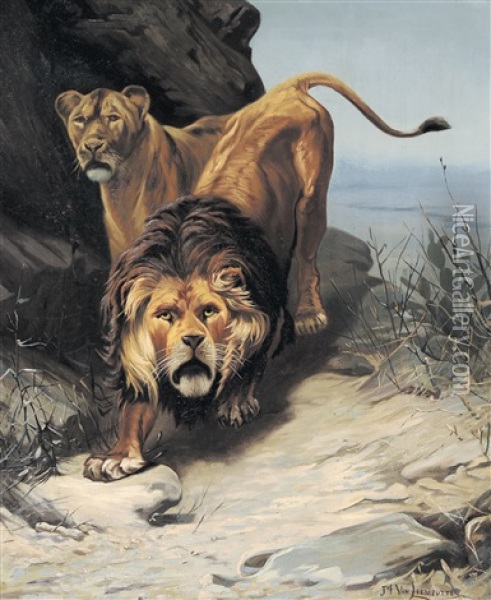 King Of The Desert Oil Painting - Jef Louis Van Leemputten