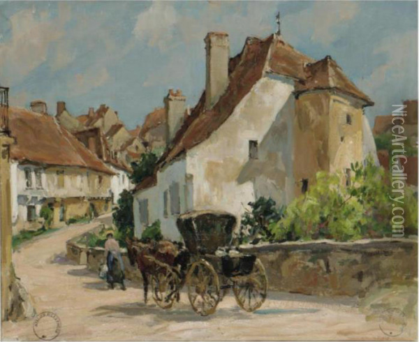 The Road Into The Village Oil Painting - Jules Eugene Pages