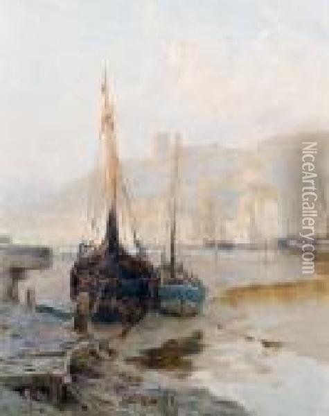 Moored Boats Oil Painting - Lester Sutcliffe