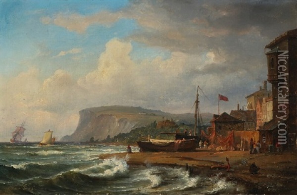 Scenery From The Coast Near Dover Oil Painting - Carl Fredrick Sorensen