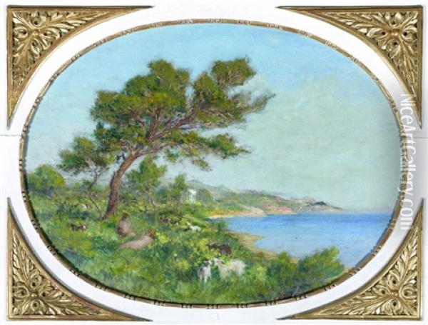 Paysage Maritime Anime Oil Painting - Theophile Henri Mayan