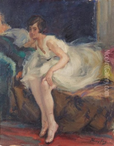 Danseuse Dans Sa Loge Oil Painting - Wilhelm Hempfing