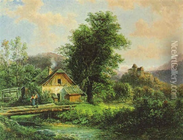 Parthie Aus Dem Murzthale Oil Painting - Gustav Barbarini