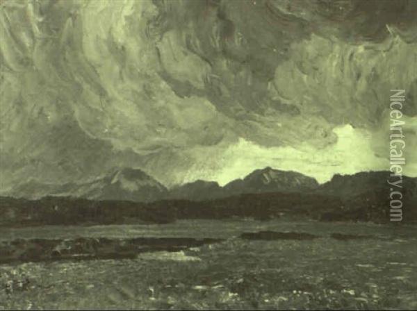 Regenschauer In Vorgebirgslandschaft Oil Painting - Wilhelm Ludwig Lehmann