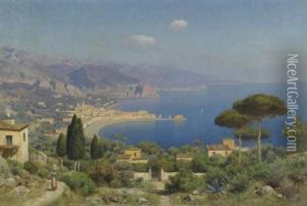 Amalfi Coast. Oil Painting - Edmund Berninger