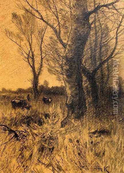 On a Pasture I Oil Painting - Roman Kochanowski