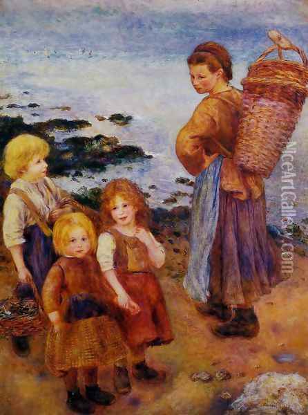 Mussel Fishers at Berneval Oil Painting - Pierre Auguste Renoir