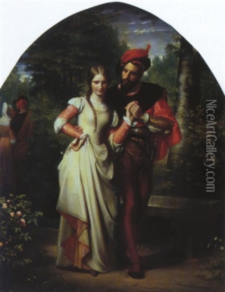 Faust Und Gretchen Oil Painting - Sebastien-Melchior Cornu