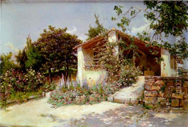 Rincon Del Jardin Oil Painting - Antonio Gomar y Gomar