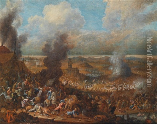 Die Belagerung Einer Stadt Oil Painting - Jan-Baptiste van der Meiren