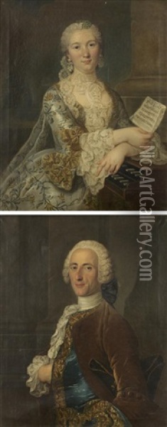 Portrait De Michel-gabriel De Chanu (+ Portrait De Catherine Fouques Dasnie; Pair) Oil Painting - Michel Hubert Descours