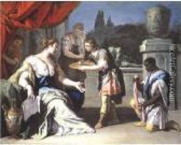 Sofonisba And Her Retinue Oil Painting - Sebastiano Ricci