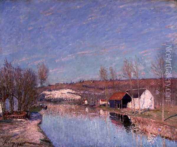 The Loing and the Slopes behind St. Nicaise, February Afternoon, 1890 Oil Painting - Alfred Sisley