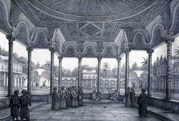 Fountain and Kiosk of the Garden of Choubrah, from Monuments and Buildings of Cairo Oil Painting - Pascal Xavier Coste